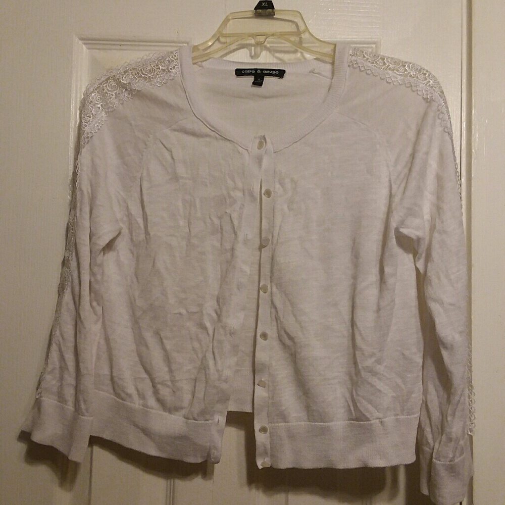 White button up sweater